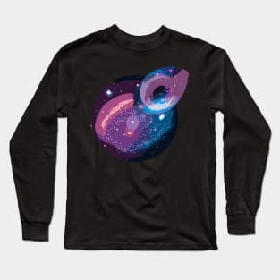 blacklight painting of a galaxy scene, complete with swirling nebulas and stars that glow under UV light Long Sleeve T-Shirt